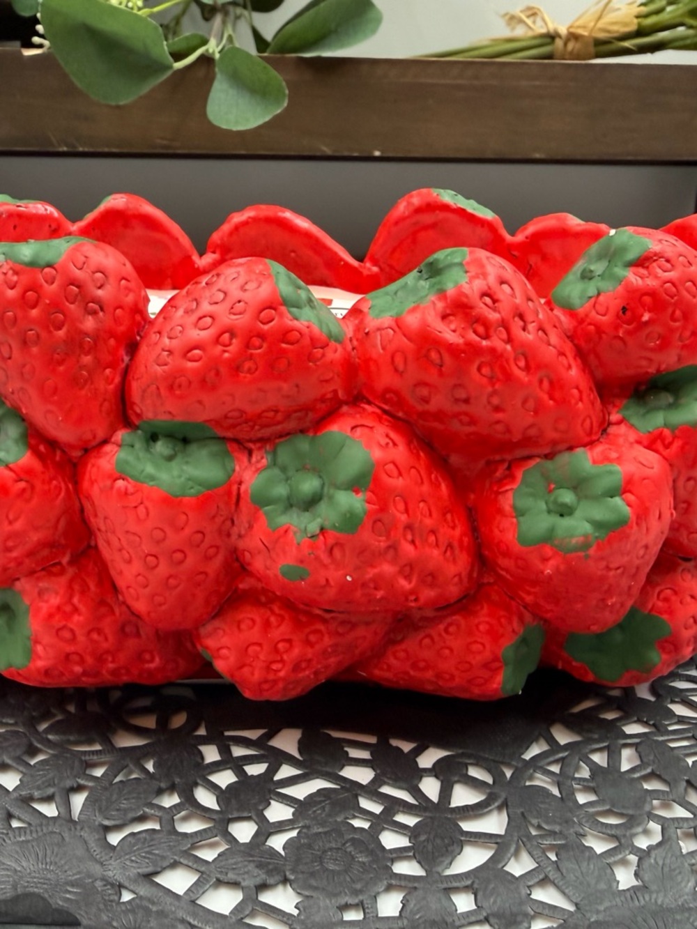 MG Studio Strawberry Bowl Candle Coquette Cottagecore Decor Fruit Centerpiece